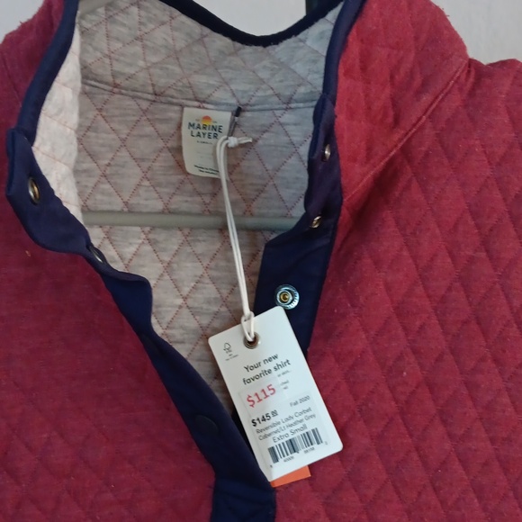 Marine Layer Women's Red Corbet Reversible Button Up Sweatshirt Size XS - Picture 2 of 13